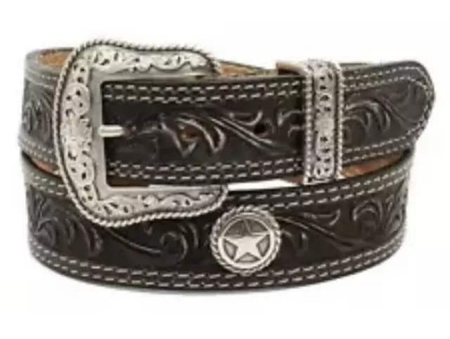 Nocona Western Mens Belt Leather  San Antonio" Made in USA Black N2300601