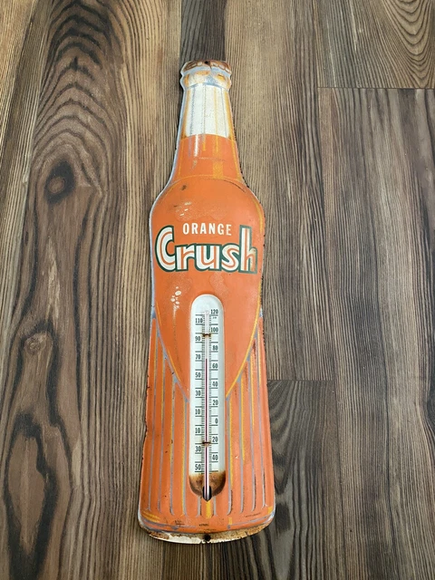 Vintage Orange Crush 1950's thermometer  bottle sign.orange white,  Nice, Rare
