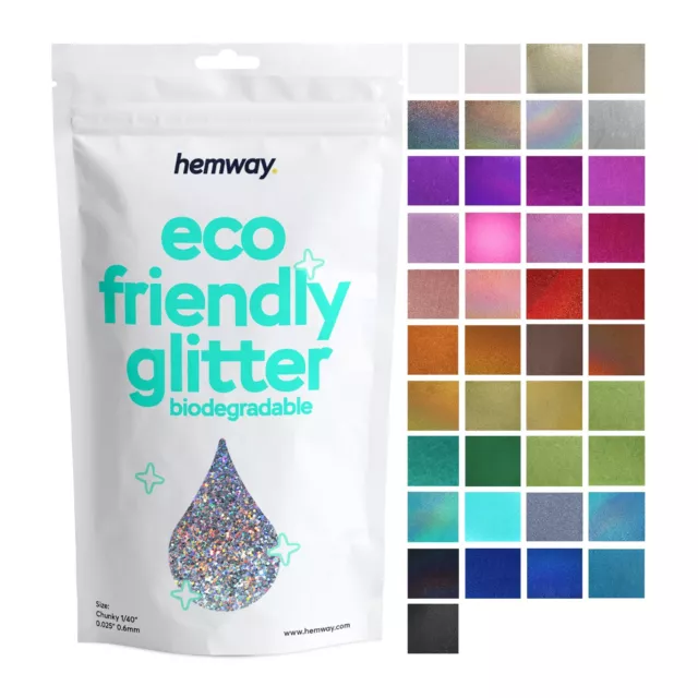 Hemway Eco Friendly Glitter Biodegradable Cosmetic Safe & Craft - 1/40" - 100g