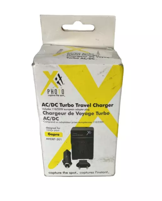 Xit XTCHGPH3 AC / Dc Turbo Voyage Chargeur pour GOPRO AHDBT-301 - Noir