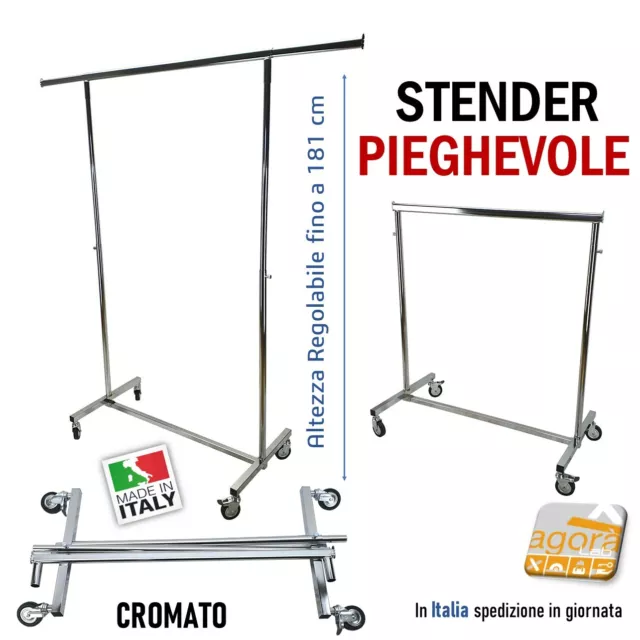 Stender Pieghevole Appendiabiti Attaccapanni Carrello Porta Abiti Vestiti Regol