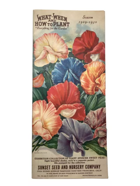 vntg 1929 Sunset Seed & Nursery Co. Garden Tips Booklet San Francisco Calif EUC