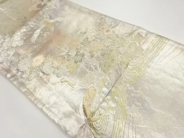 6029714: Japanese Kimono / Vintage Fukuro Obi / Saganishiki / Woven Stream & Cra