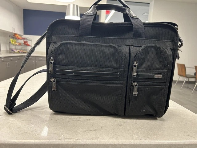 Tumi Alpha Expandable Organizer Laptop Briefcase Black Ballistic Nylon 26141D4