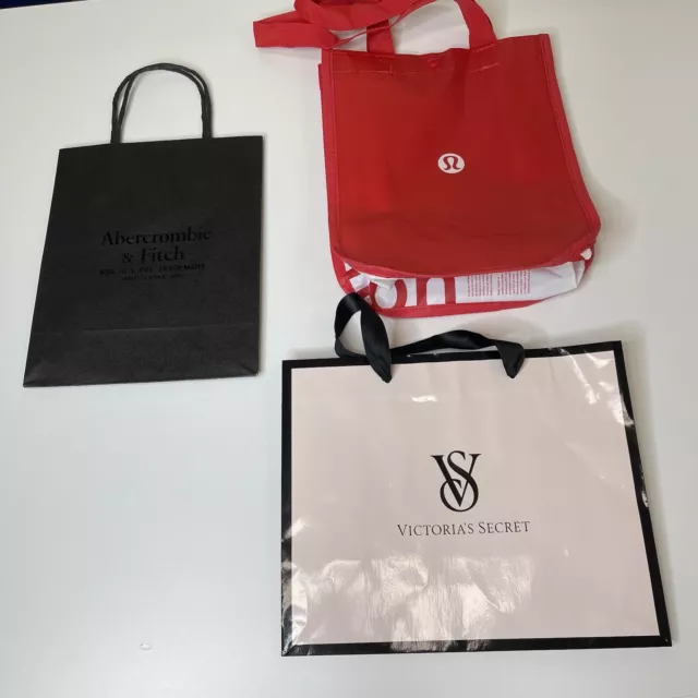 Lululemon Victorias Secret Abercrombie & Fitch Bags Set Of 3 Small Shopping