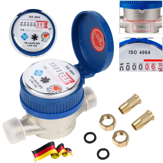 Contatore D'Acqua Fredda Per Giardino 15mm 1/2 Pollice – 1,5 M3/h – Rame, Calibrato, Antigelo – Per Rubinetto E Uso Domestico - 2