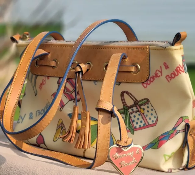 Dooney & Bourke Retired D&B  Miami Beach Motif Pink Heart Tassel Color Zipper