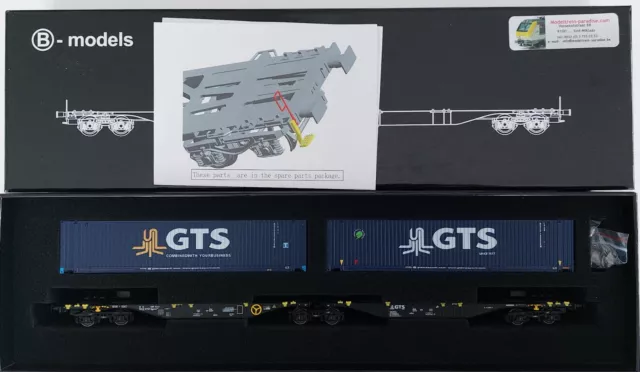 B-Models 59.401 Containertragwagen Sggmrss mit 2 Containern, H0, OVP