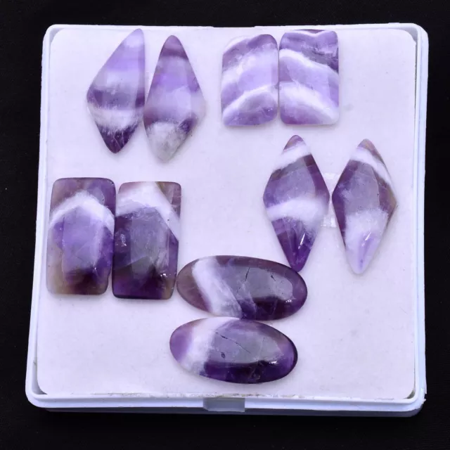 5 Pairs/ 10 Pcs Natural Designer Amethyst Cabochon Untreated Loose Gemstones Lot