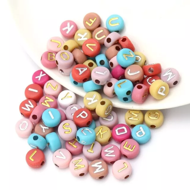 1200pcs Acrylic Color Letter Beads w/ String Craft Jewelry Bracelet DIY 4 x 7mm