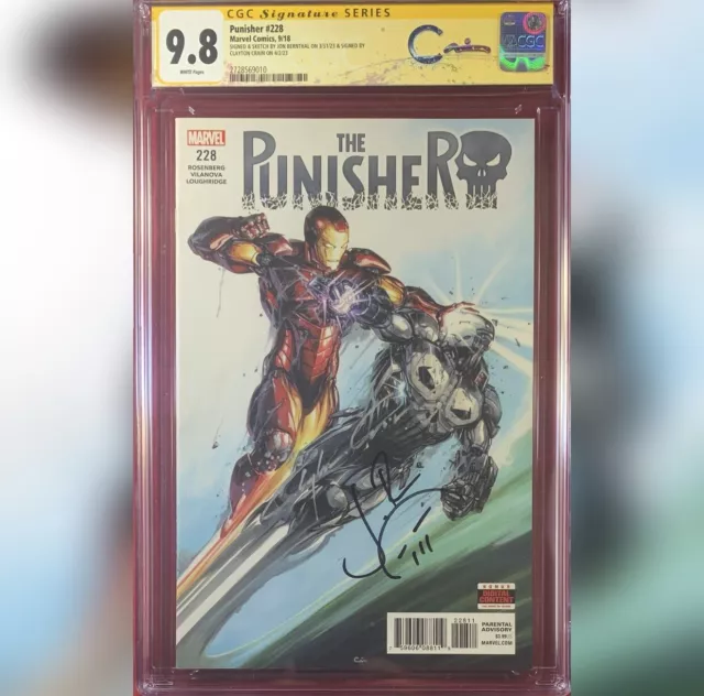 Punisher #228 Cgc 9.8 Ss Signed By Clayton Crain Jon Bernthal War Machine