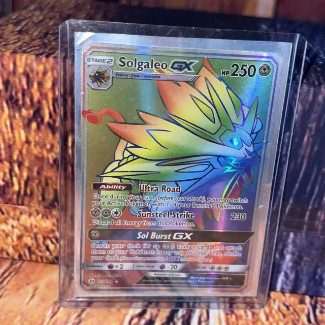 Pokemon Sun & Moon SOLGALEO GX Full Art Rainbow SECRET RARE 155/149 NM