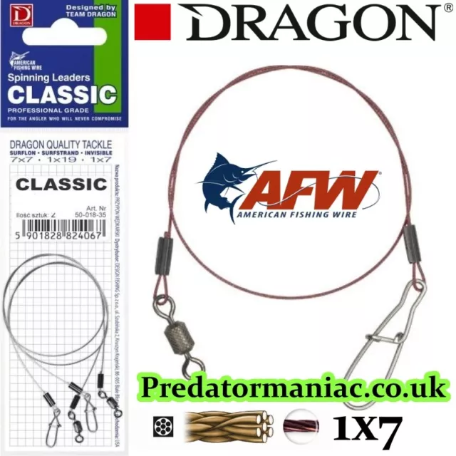 Dragon Classic 1x7 Surfstrand 2pcs. wire leaders. Afw pike trace ,lure,dead bait