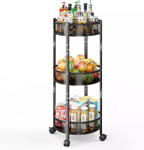 3-Tier Storage Cart Kitchen Shelf Trolley Collapsible No Assembly Required