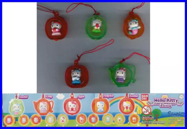 SET 5 Diverse Figure HELLO KITTY con Dangler Fairy House Colori Casuali