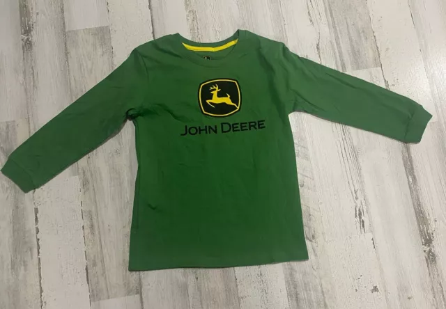 VGUC Green Long Sleeve John Deere Logo T-Shirt Boys Size  7