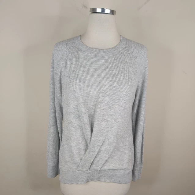 Lou & Grey for Loft Sweater Women's Large Twist Front Pullover Gray Knit