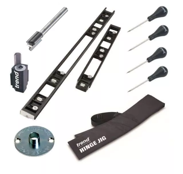 Trend H/JIG/C 2 Part Skeleton Hinge Jig with Corner Chisel + Two Flute Cutter