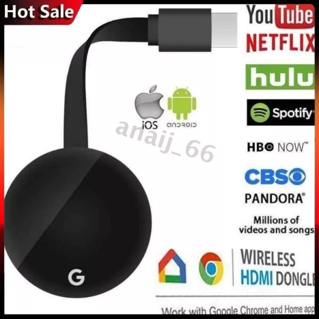 Google Chromecast (3rd Generation) HDMI Media Streamer Genuine New Charcoal