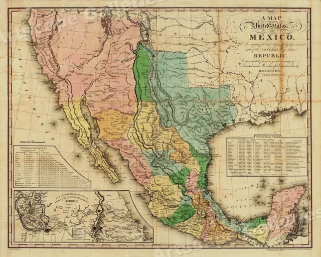 1846 Map of the United States of Mexico - American Southwest Map - 16x20