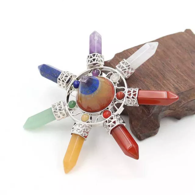 Healing Crystal Point Pyramid Energy Generator 7 Chakra Stones Reiki Gemstone