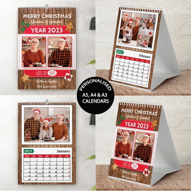 PERSONALISED PHOTO 12 Month Wall/Desk Calendar 2023 Christmas Birthday
