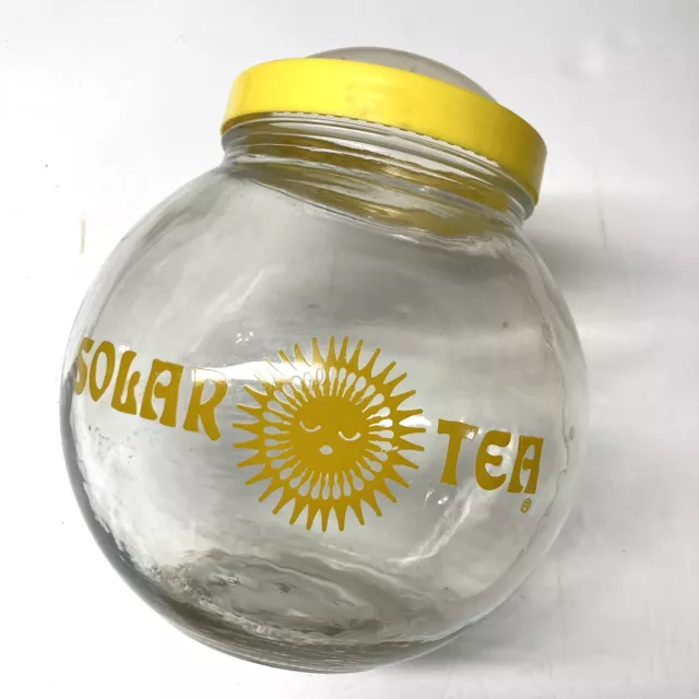 Vintage 1970's Round Glass Solar Sun Tea Jar Canister Domed 1 Gallon MCM