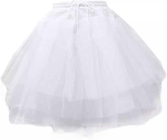 Women Girl Hoopless Petticoat Crinoline 3 Layers Tutu Skirts Knee Length