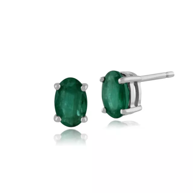 Classic Oval Emerald Stud Earrings in 9ct White Gold 6mmx4mm