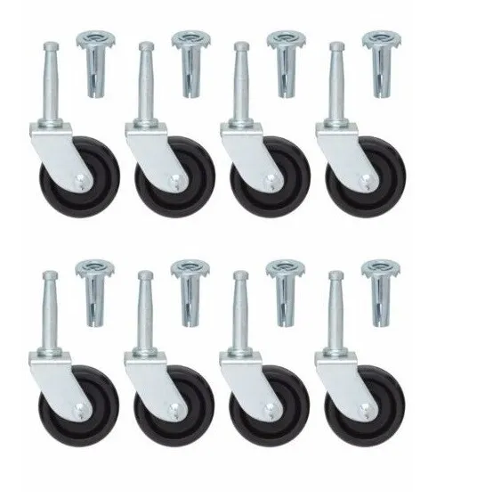 8x Furniture Swivel Castors Wheels Trolley Castor With Sockets Divan Bed 40 mm