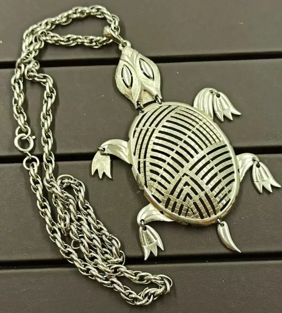 Collier Vintage Signature alan Pendentif Argent Tortue - Turtle Pendentif