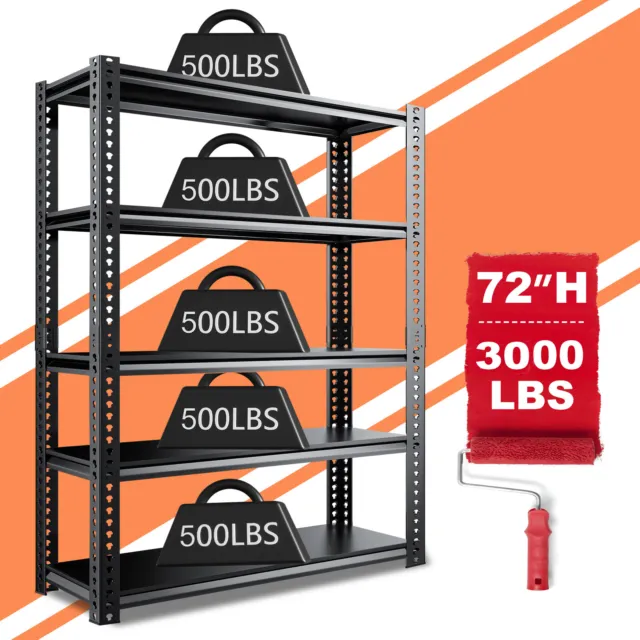 Extra Large Adjustable Shelves 5-Tier Heavy Duty Metal Storage Shelf Load 3000lb