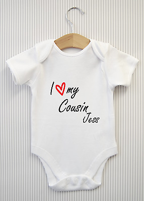 Personalised I love my Cousin Baby Grow Bodysuit Vest Babygrow Top Shower Gift