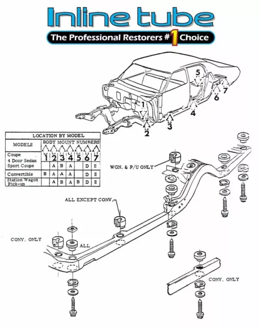 68-70 Chevelle Ss Ls6 Ls5 Hardtop Factory Body Mounts Bushings Cushions and 2