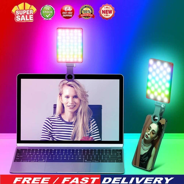 Luz LED ajustable para teléfono móvil con clip para selfie reunión en vivo