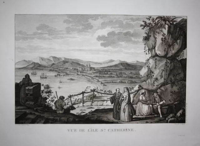 1797 Brazil Santa Catarina Island Brasilien Perouse Kupferstich engraving