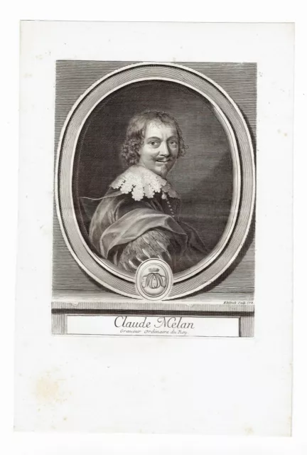 C12/8-GRANDE GRAVURE ORIGINALE-CLAUDE MELAN-PEINTRE-GRAVEUR-18ème