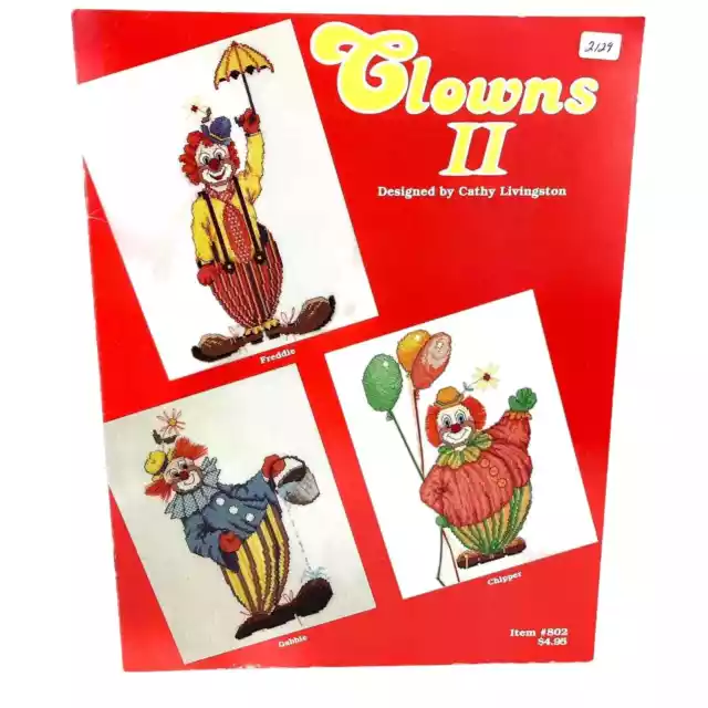 Clowns II, Cross Stitch Softcover Booklet , 3 Clown Designs by Cathy Livingston