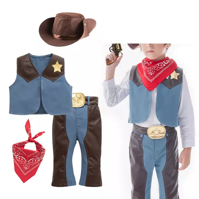 Déguisement Cowbody Garçon Costume Halloween Carnaval Western Enfant Vêtements