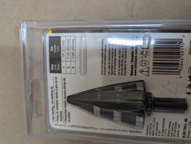 Klein Tools KTSB15 Step Drill Bit #15   7/8", 1-1/8", 1-3/8" NEW 4