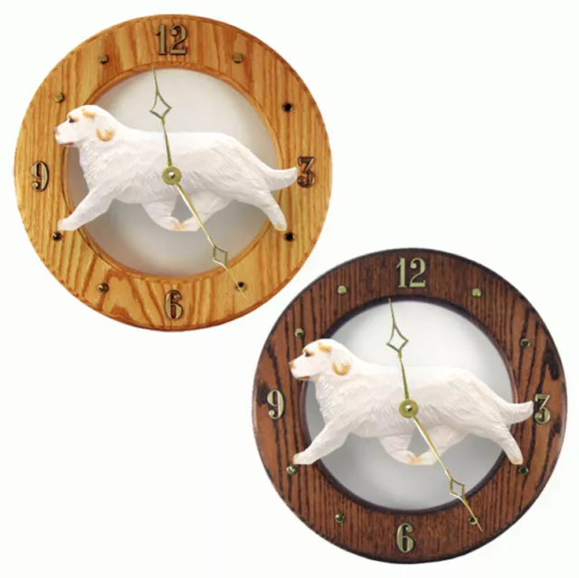 Clumber Spaniel Wood Clock Orange