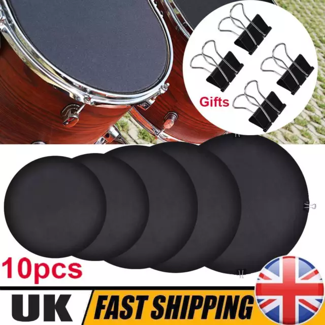 10Pcs Bass Snare Drum Kit Sound Off Quiet Mute Silencer Practice Silence Pad UK
