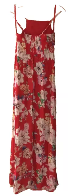 BAND OF GYPSIES-Womens Size XS-Multicolor Red Floral-Spaghetti Strap-Maxi Dress