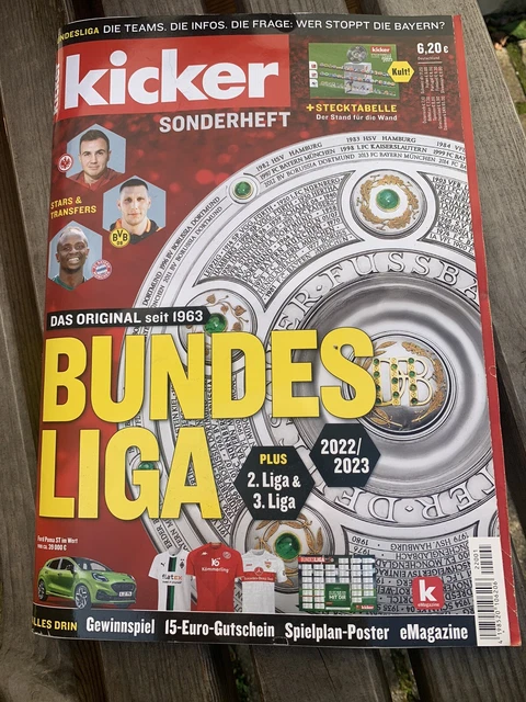 Sport Bild Sonderheft Bundesliga 2022 23 KICKER SONDERHEFT BUNDESLIGA 2022/23 mit unbenutzter Stecktabelle und