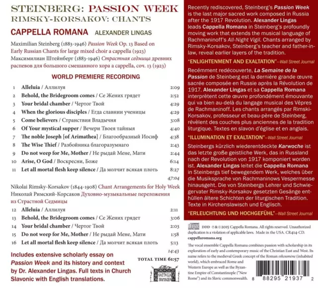 Maximilian Steinberg Steinberg: Passion Week (CD) 2