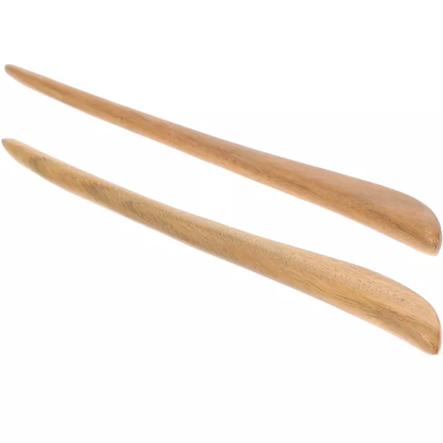 2x Haarnadelstäbchen Holz Chinesisch Japanisch Haarstäbe Muster 6007
