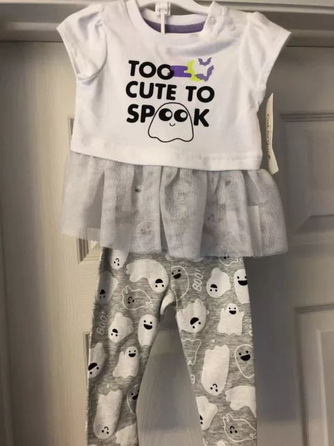 Halloween Baby Cat & Jack Too Cute To Spook Shirt & Pant Outfit Size 3-6 months