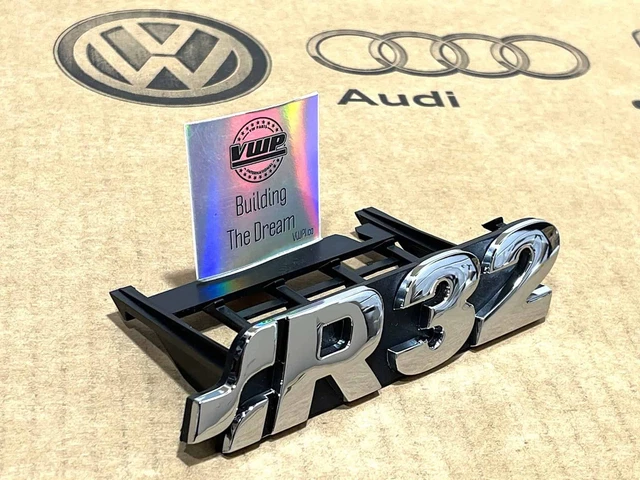 VW Golf MK4 MK5 R32 Chrome Grill Badge R32 Logo Inscription Genuine New OEM Part