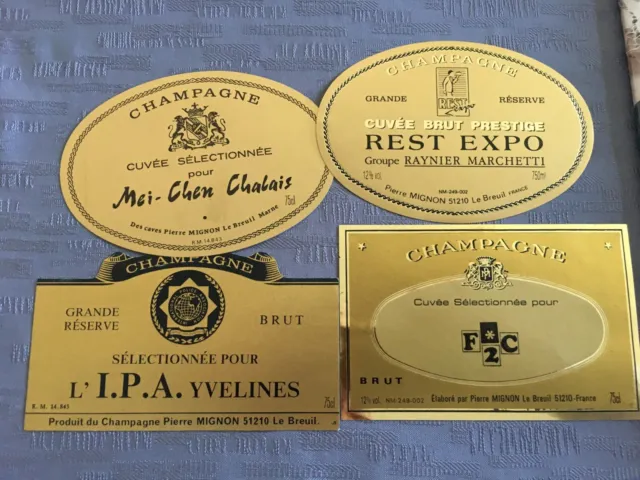 Lot de 4 Etiquettes champagne LOT N°080 (04-03)