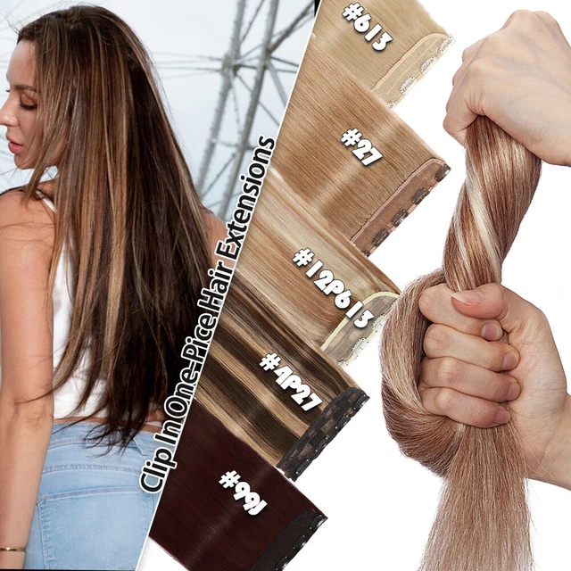 One Piece Clip In Remy Human Hair Extensions 100% Real Half Full Head Thick 100g